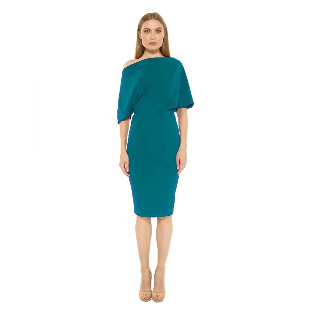 Alexia Admor One-Shoulder Olivia Dress Small in Teal